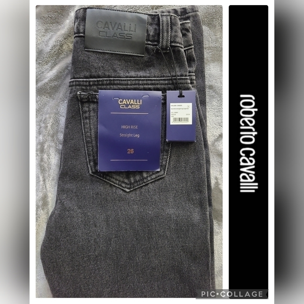 NWT Cavalli Class by Roberto Cavalli High Rise Straight Leg Jeans sz 26/XS-S